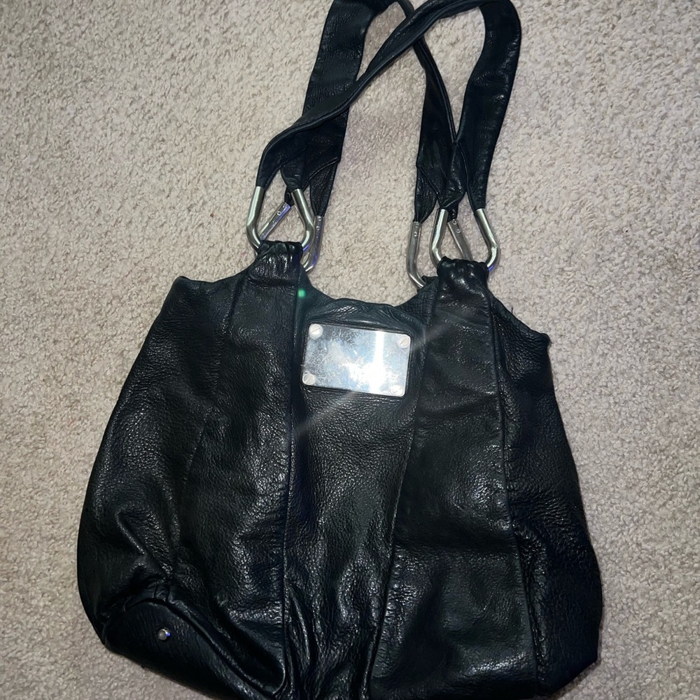 Kenneth Cole Black Leather Shoulder Bag with Double Handles
